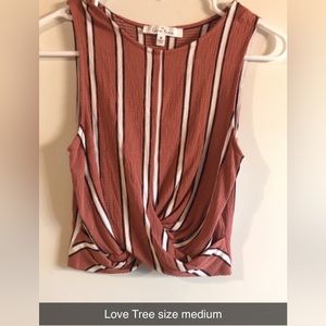 Rust,White & Black Striped black sleeveless crop top From Love Tree size medium
